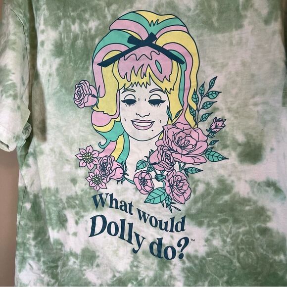 ✨ Dolly Parton Green Tie Dye What Would Dolly Do Shirt XS/S - Picture 3 of 10